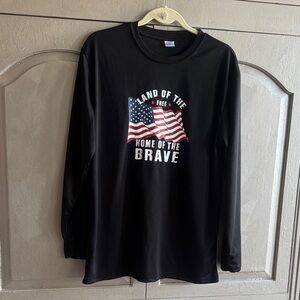 Black Long Sleeve Shirt with American Flag Print size Large